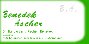 benedek ascher business card